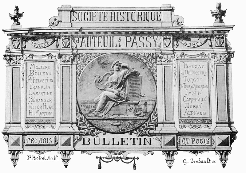 Frontispice du Bulletin de la Société Historique d'Auteuil et de Passy