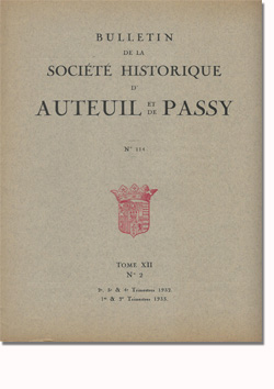 Bulletin n° 114 de la Société d'Histoire d'Auteuil et de Passy