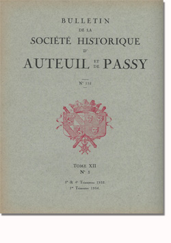 Bulletin n° 115 de la Société d'Histoire d'Auteuil et de Passy