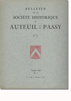 Bulletin n° 116 de la Société d'Histoire d'Auteuil et de Passy