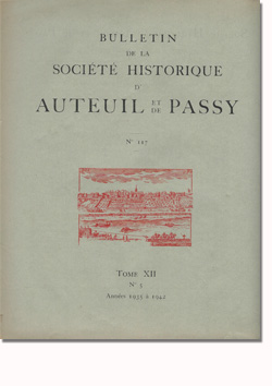 Bulletin n° 117 de la Société d'Histoire d'Auteuil et de Passy