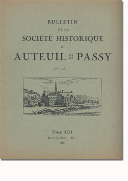 Bulletin n° 118 de la Société d'Histoire d'Auteuil et de Passy