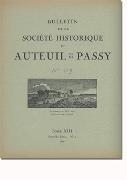 Bulletin n° 119 de la Société d'Histoire d'Auteuil et de Passy