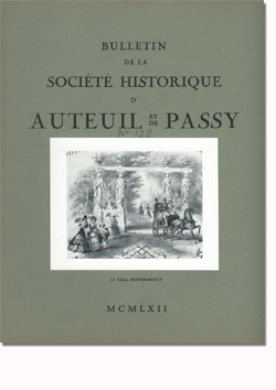 Bulletin n° 122 de la Société d'Histoire d'Auteuil et de Passy