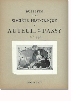 Bulletin n° 124 de la Société d'Histoire d'Auteuil et de Passy