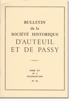 Bulletin n° 131 de la Société d'Histoire d'Auteuil et de Passy