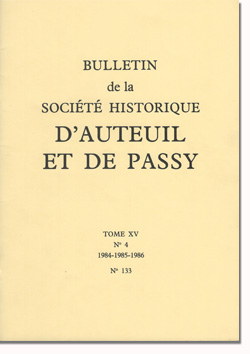 Bulletin n° 133 de la Société d'Histoire d'Auteuil et de Passy