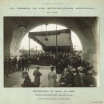 Construction du chemin de fer métropolitain municipal de Paris. Inauguration du viaduc de Passy le 15 juillet 1906.