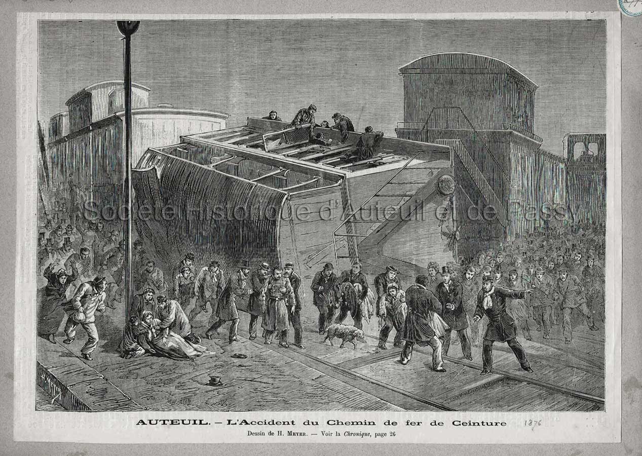 Auteuil - L'accident du Chemin de Fer de Ceinture (1876 ?).