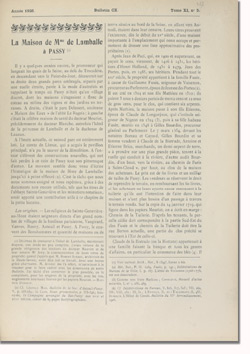 Bulletin n°110 de la Société d'Histoire d'Auteuil et de Passy