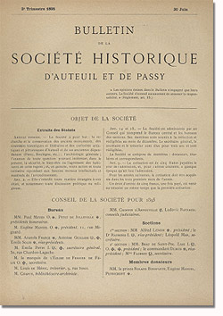 Bulletin n° 12 de la Société d'Histoire d'Auteuil et de Passy