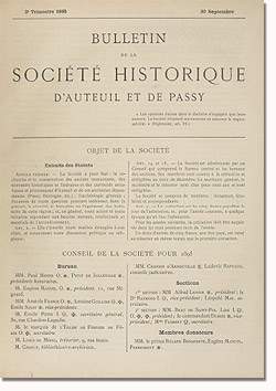 Bulletin n° 13 de la Société d'Histoire d'Auteuil et de Passy