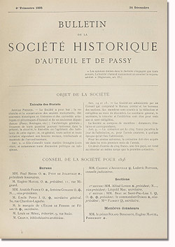 Bulletin n° 14 de la Société d'Histoire d'Auteuil et de Passy