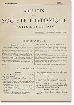 Bulletin n° 15 de la Société d'Histoire d'Auteuil et de Passy