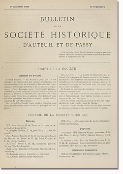 Bulletin n° 17 de la Société d'Histoire d'Auteuil et de Passy