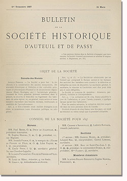 Bulletin n° 19 de la Société d'Histoire d'Auteuil et de Passy