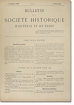 Bulletin n° 22 de la Société d'Histoire d'Auteuil et de Passy