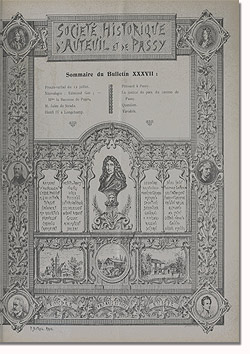Bulletin n° 37 de la Société d'Histoire d'Auteuil et de Passy