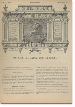 Bulletin n°71 de la Société d'Histoire d'Auteuil et de Passy