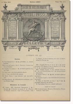 Bulletin n°73 de la Société d'Histoire d'Auteuil et de Passy