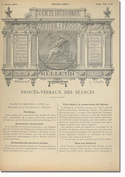 Bulletin n°75 de la Société d'Histoire d'Auteuil et de Passy