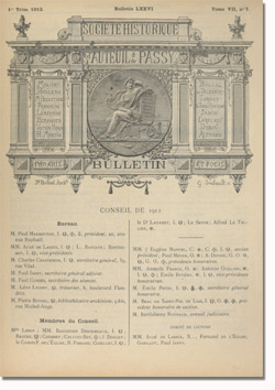 Bulletin n°76 de la Société d'Histoire d'Auteuil et de Passy