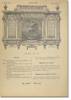 Bulletin n°80 de la Société d'Histoire d'Auteuil et de Passy