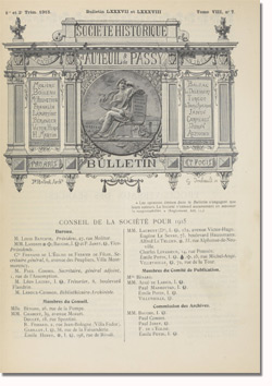 Bulletin n°87-88 de la Société d'Histoire d'Auteuil et de Passy