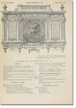 Bulletin n°89-90 de la Société d'Histoire d'Auteuil et de Passy