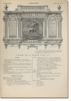 Bulletin n°93 de la Société d'Histoire d'Auteuil et de Passy