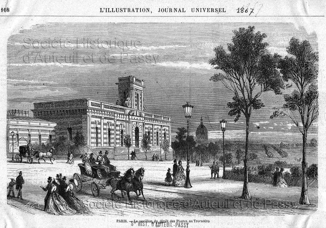 Le pavillon du dépôt des phares au Trocadéro (1867).