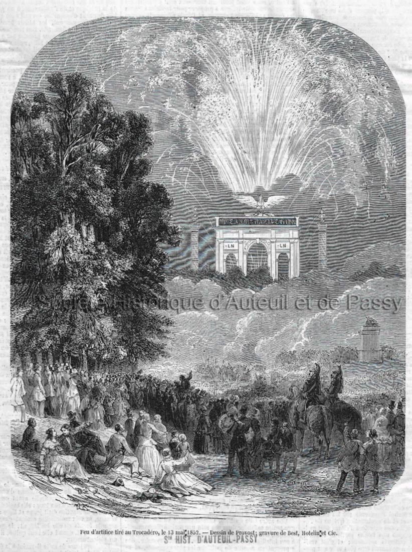 Feu d'artifice tiré au Trocadéro le 13 mai 1852.