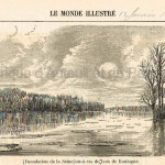 Inondation de la Seine vis-à-vis du Bois de Boulogne (Le Monde illustré - 12 janvier 1861)