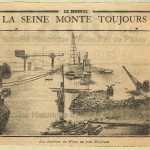 Le Journal. - La Seine monte toujours. Photographie des chantiers du Métro au pont Mirabeau.