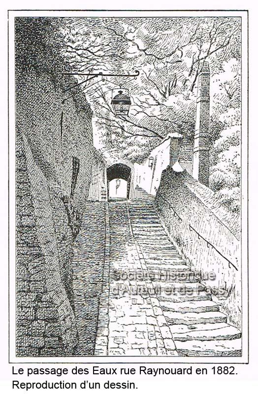 Le passage des Eaux rue Raynouard en 1882.