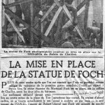 La statue de Foch a été mise en place sur la butte de Chaillot ("Le Figaro", 3 novembre 1948).