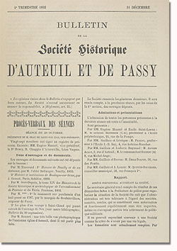 Bulletin n° 3 de la Société d'Histoire d'Auteuil et de Passy