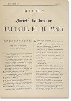 Bulletin n° 4 de la Société d'Histoire d'Auteuil et de Passy