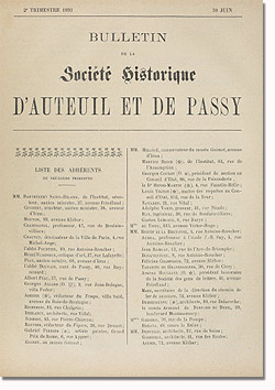 Bulletin n° 5 de la Société d'Histoire d'Auteuil et de Passy