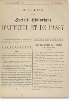 Bulletin n° 6 de la Société d'Histoire d'Auteuil et de Passy