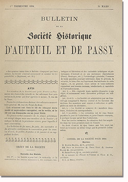 Bulletin n° 7 de la Société d'Histoire d'Auteuil et de Passy
